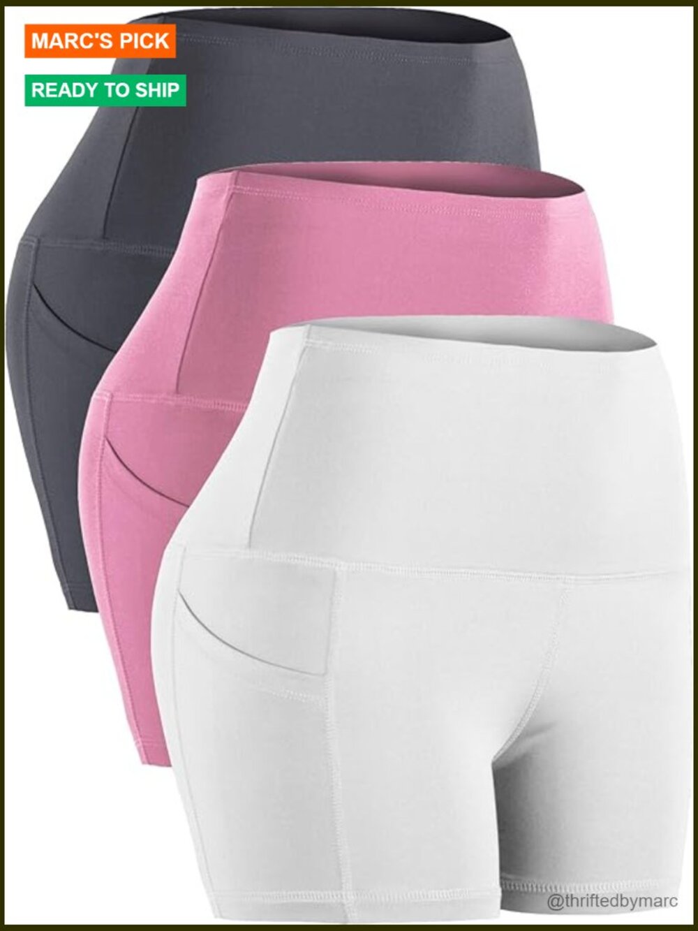 High Waist Athletic Shorts for Women Yoga Fitness Running with Deep Pockets